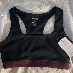 NWT Splits59 Dream Techflex Bra in black & prune color, size SMALL